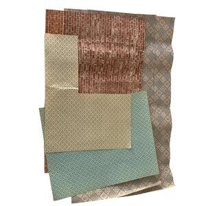 VTG Doll House Miniature Wallpaper Brick Floral Plaid Remnant Shadow Box Decor 5